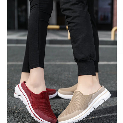 2024 Summer new breathable mesh shoes outdoor non-slip walking shoes comfortable sandals men half slippers casual loafers 35-48