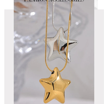 Yhpup 316l Stainless Steel Star Pendant Necklace Waterproof 18K PVD Plated Metal Fashion Jewelry Attractive Women Accessories