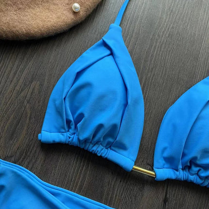 2025 New Sexy Triangle Bathing Suit for Women Brazilian Bikinis Halter Swimwear Push Up Swimsuit Metal Chain Beach Bikini Set