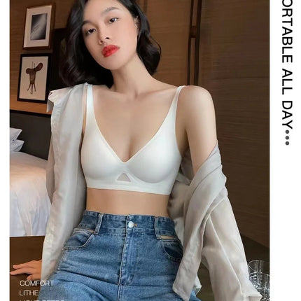 Seamless Bras For Women Wireless Bra Push Up Deep V Glossy Underwear Female Bralette Invisible Padded Brasiere Sexy Lingerie