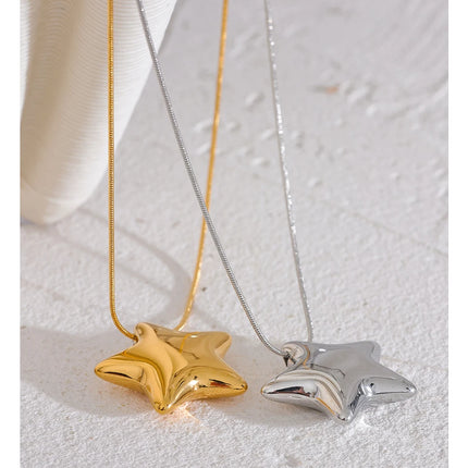 Yhpup 316l Stainless Steel Star Pendant Necklace Waterproof 18K PVD Plated Metal Fashion Jewelry Attractive Women Accessories