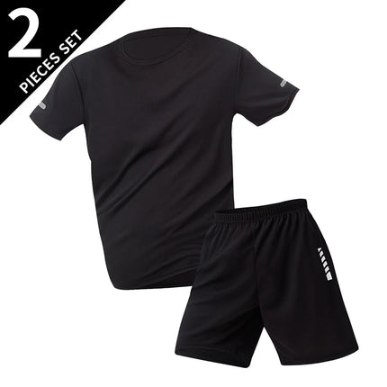 2/6 Pack Plus Size Men's Quick-drying Short-sleeved Shorts Suit Men's Leisure Sports Running Fitness T-shirt Joker Shorts Teen