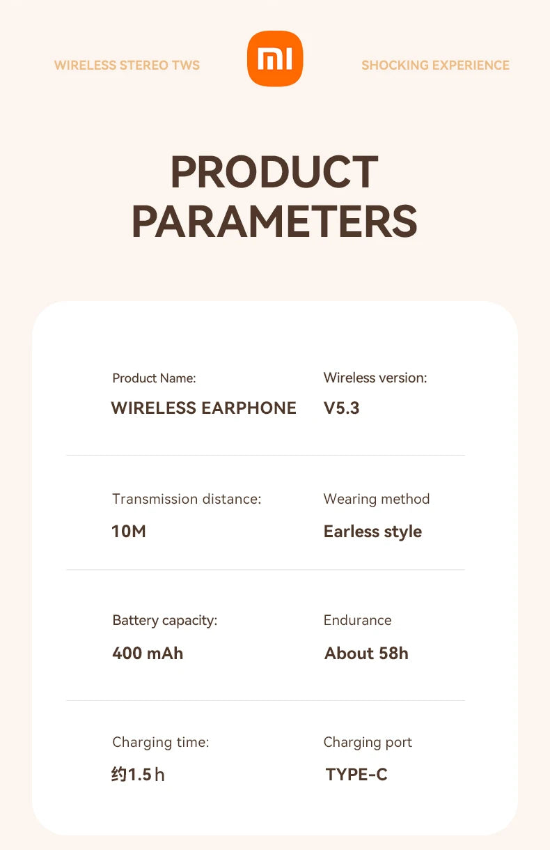 XIAOMI M62 Wireless Earbuds Hifi Sound Bluetooth 5.3 Headphones Over-Ear Headset Waterproof TWS Earphones With Mic For Android