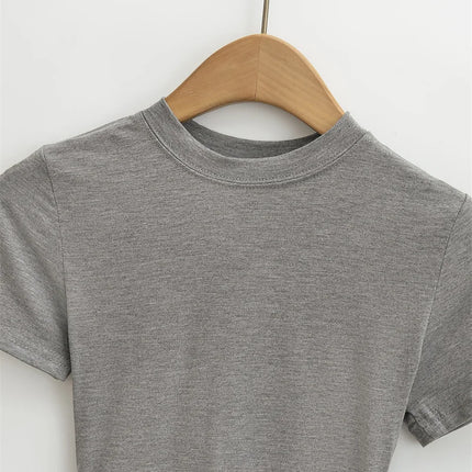 2024 New High Quality Casual T shirt Sexy Slim Short Sleeves Fashion Trend Solid Women Clothing y2k Tops