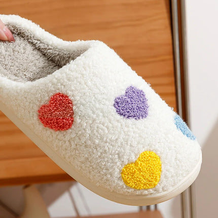Women's Cute Small Heart Design Slippers Multicolor Winter Home Shoes Romantic Love Comfy Flat Girl Friend Gift Houseshoes