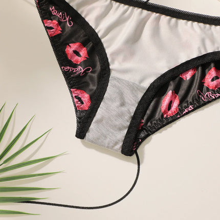 High Quality Printed Patchwork Lace Sexy Lingerie Set For Women's Push Up Bras With Steel Ring Underwear A2174