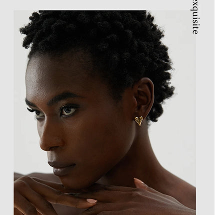 Yhpup Stainless Steel Chic Heart Huggie Hoop Earrings Charm Gold Color Tarnish Free Trendy Fashion Jewelry for Women Bijoux