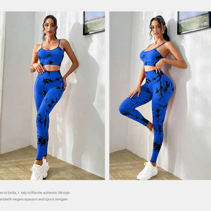 Tie Dye Yoga Women's Tracksuit Fitness Yoga Sets Sportswear Workout Bra+High Waist Leggings Gym Clothing Seamless Sports Suits