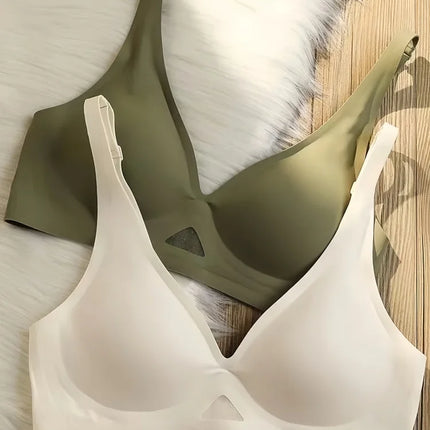 Seamless Bras For Women Wireless Bra Push Up Deep V Glossy Underwear Female Bralette Invisible Padded Brasiere Sexy Lingerie