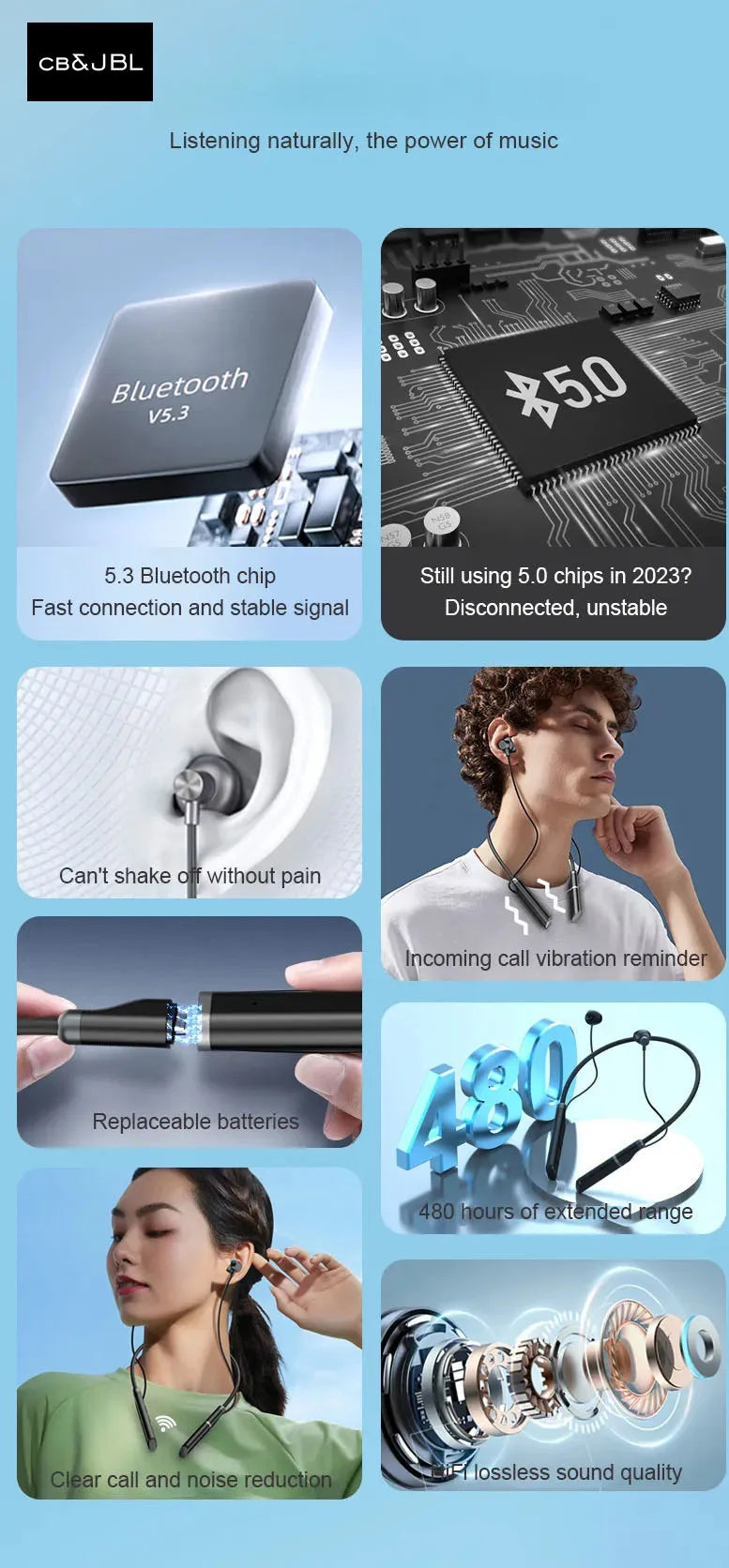 100% Original For CB&JBL B998 wireless Headphone Bluetooth 5.3 MagneticNeckband Earphones Neck Sports Headset long endurance