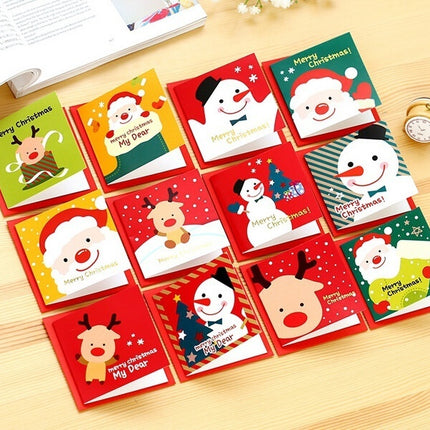 24 Pcs/lot Christmas Greeting Card Kids Mini Christmas Blessing Greeting Cards Envelope New Year Postcard Gift Card Xmas Party