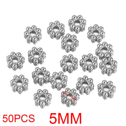 50pcs Stainless Steel Daisy Snowflake Flower Spacer Beads Gold Plated Loose Bead Cap for DIY Needlework Jewelry Making Bracelet