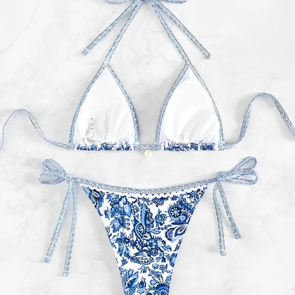 2025 Halter String Triangle Two Piece Bikini Women Swimwear Female Swimsuit Bathers Bathing Swimming Suit Beachwear Summer