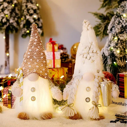 1~4pcs 2024 Christmas Doll Elf Knitted Gnome with Led Night Light Christmas Decorations for Home Xmas Navidad New Year 2025 Gift