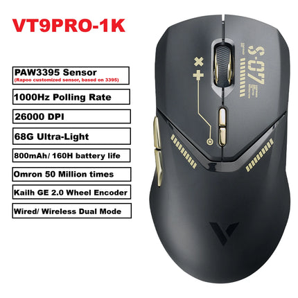 Rapoo VT9PRO PAW3398 Wireless Gaming Mouse 26000DPI 68g Lightweight Wired Wireless Mouse 160H Super Long Battery Life