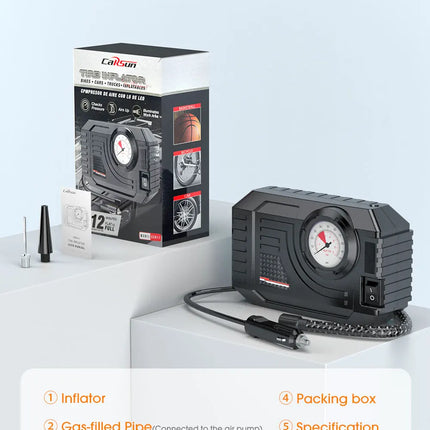 CARSUN Mini Air Pump Tire Inflator Car Electric Mini 20L/Min Portable Air Compressor For Car Motorcycles Bicycle Inflatable