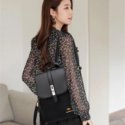 Luxury Women Leather Backpacks for Girls Sac A Dos Casual Daypack Black Vintage Backpack School Bags for Girls Mochila Rucksack