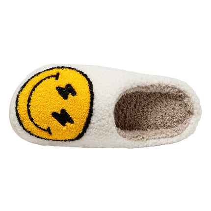 Women Slippers Cute Lightning Smile Face House Funny Ladies Casual Footwear Winter Indoor Shoes Fluffy Smiling Slides for Home