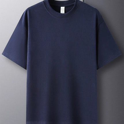 100% pure cotton summer high-end brand men's short sleeve round neck fashionable style half sleeved top breathable T-shirt