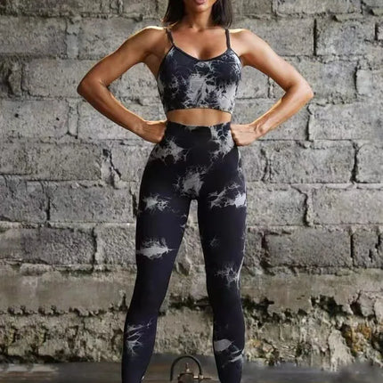 Tie Dye Yoga Women's Tracksuit Fitness Yoga Sets Sportswear Workout Bra+High Waist Leggings Gym Clothing Seamless Sports Suits