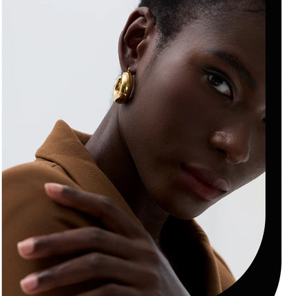 Yhpup High Quality Stainless Steel Round Geometric Chunky Hoops Earrings for Women Charm Metal Simple Fashion Jewelry Waterproof