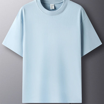 100% pure cotton summer high-end brand men's short sleeve round neck fashionable style half sleeved top breathable T-shirt