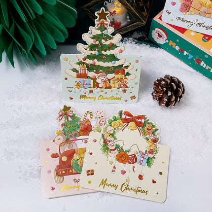 20/10/5/1Pcs Christmas Cards Greeting Invitations Foldable Bronzing Gifts Letter Home Xmas Party Envelope Decoration Accessories