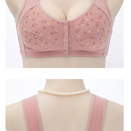 3Pcs/Set Women Lingerie Bra Cotton Wire Free Front Closure Bralette Confortable Underwear Widened Shoulder Straps U-shaped Back