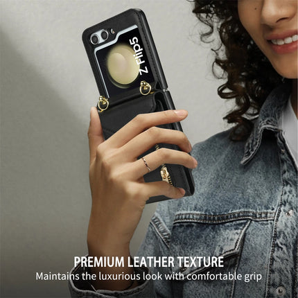 Zipper Wallet Crossbody  Phone Case for Samsung Galaxy Z Flip 6 5 4 3 Flip6 Flip5 Flip4 Flip3 5G with Card Holder Leather Cover