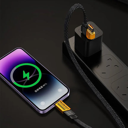 2024 New Mecha Four-in-one 6A Fast Charging Data Cable Yellow and Black Braided Double Typec Two-to-two Charging Cable