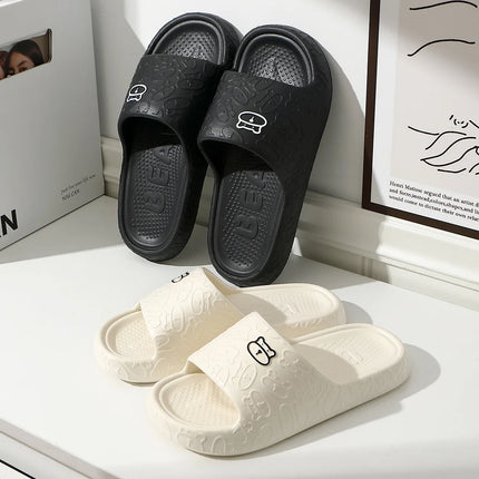 Summer Women Slippers Bathroom Platform Non-Slip Home Bear Cartoon Flip Flops Beach Women Slipper Sandals Slides Indoor Outdoor