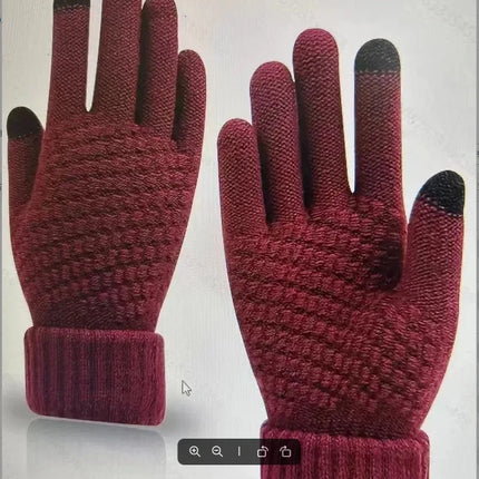 Women Men Warm Winter Touch Screen Gloves Stretch Classical Knit Mittens Wool Full Finger Outdoor Cycling Driving Glove