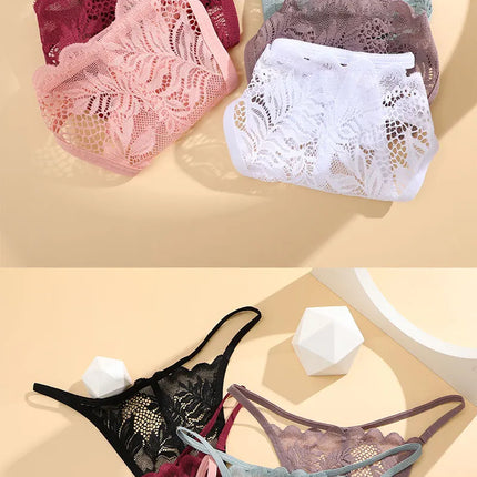 6Pcs/Set Lace Thong For Women Low Rise Soft Intimates Lingerie Sexy Lace Panties Color Ladies Comfortable Underpants Girls Panty