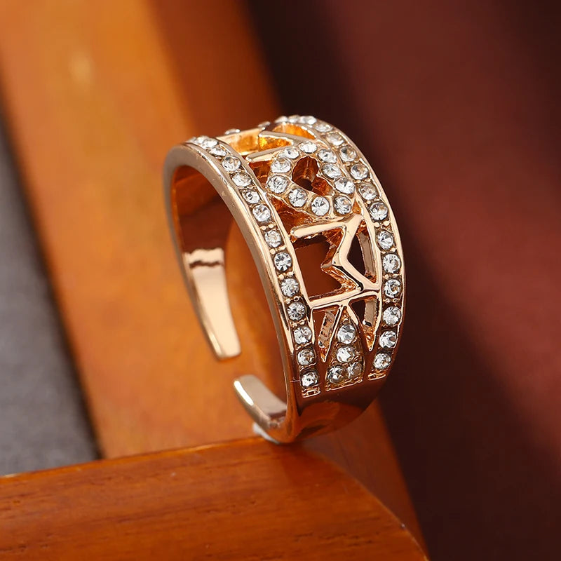 1PCS Mother's Day Mother's Ring Letter MAM Full Diamond Love Finger Ring