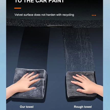 SEAMETAL 40X100CM Car Wash Towel Coral Velvet Microfiber Clean Cloth No Hemming Thickened Soft High Absorbent Car Washing Towels