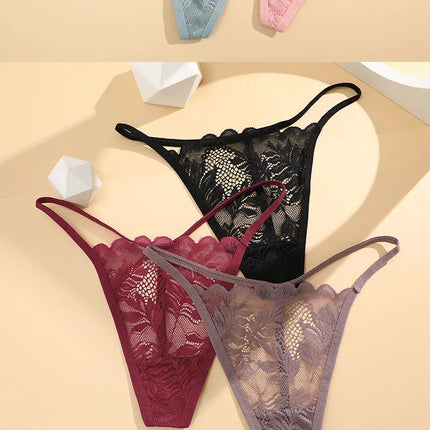 6Pcs/Set Lace Thong For Women Low Rise Soft Intimates Lingerie Sexy Lace Panties Color Ladies Comfortable Underpants Girls Panty