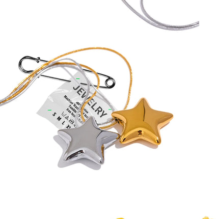 Yhpup 316l Stainless Steel Star Pendant Necklace Waterproof 18K PVD Plated Metal Fashion Jewelry Attractive Women Accessories