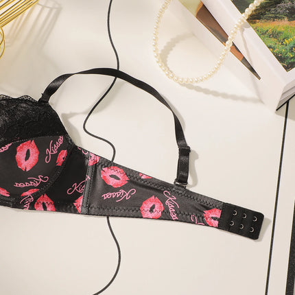 High Quality Printed Patchwork Lace Sexy Lingerie Set For Women's Push Up Bras With Steel Ring Underwear A2174