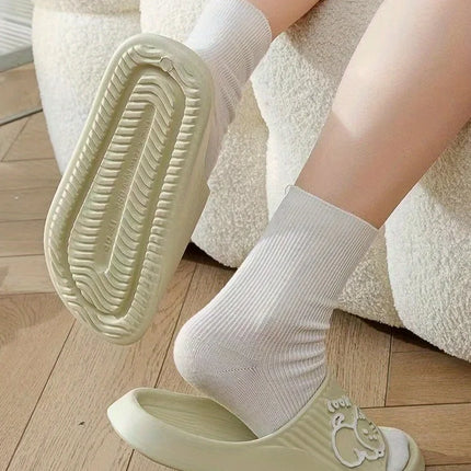 Fun Comfortable Women's SLippers Chic Cartoon Kawaii Cat Print Slides Slip-on Bathroom EVA Flat Heel Indoor Summer Fashion