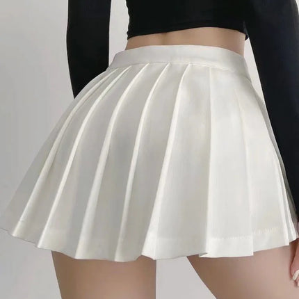 Zoki Sexy Women Pleated Skirts High Waist Summer Vintage Mini Skirts Korean Tennis Student White Designed Dance Skirt
