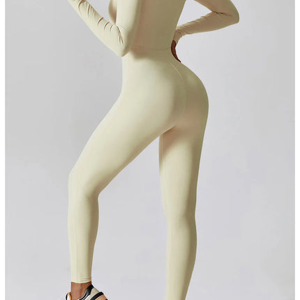 Yoga Boilersuit Long Sleeved Women's Sportswear Gym Zipper Jumpsuits Workout High-intensity Fitness One-piece Skin-tight Garment