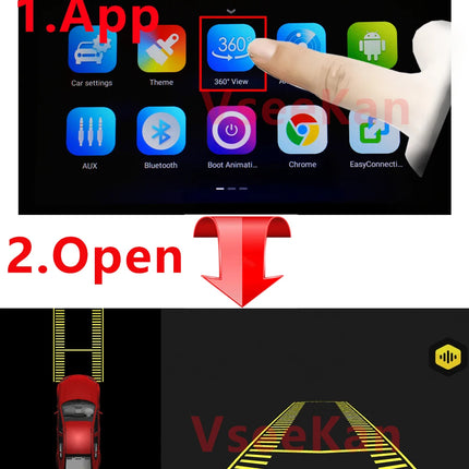 Car 360° panoramic system camera for Android multimedia screen, Android multimedia system with 360APP function