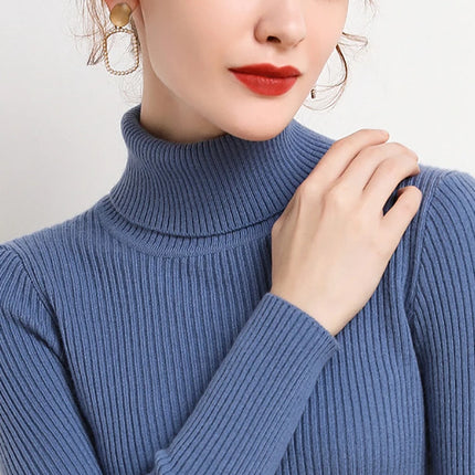 Women Fall Turtleneck Sweater Knitted Soft Pullovers Cashmere Jumpers Basic Soft Sweaters For Women 2024 Autumn Winter