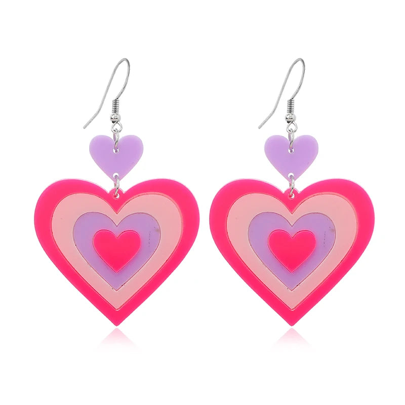 EU and US creative new style temperament color contrast love acrylic earrings women fashion trend earrings sweet girl