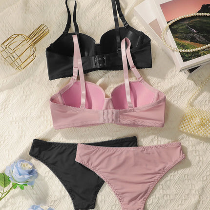 2sets Solid Underwire Lingerie Set Women Push Up Bra With Steel Ring Fashion Women Underwear Panty Everyday Bras Sets J2611