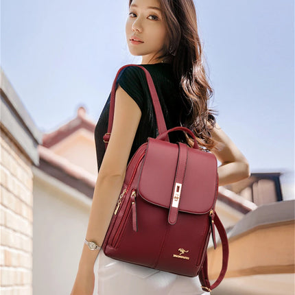 Luxury Women Leather Backpacks for Girls Sac A Dos Casual Daypack Black Vintage Backpack School Bags for Girls Mochila Rucksack