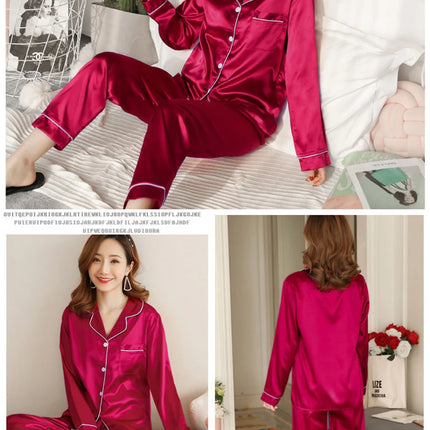 Pajamas Sets for Women 2024 Sexy Silk Women Pijama Sets Sleepwear Long-sleeve Cardigan Set Female Ice Silk Pyjamas Home Clothing