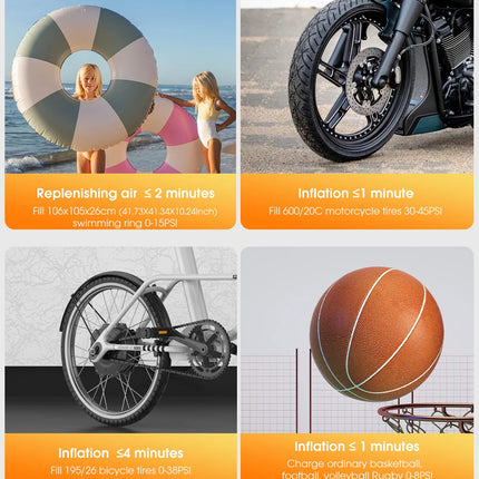 CARSUN Mini Air Pump Tire Inflator Car Electric Mini 20L/Min Portable Air Compressor For Car Motorcycles Bicycle Inflatable