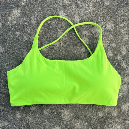 Solid Color Underwear Cross-back Women Fitness Bra Yoga Vest Gym Sport Top Hollow back Push With Chest Pad Four shoulder straps