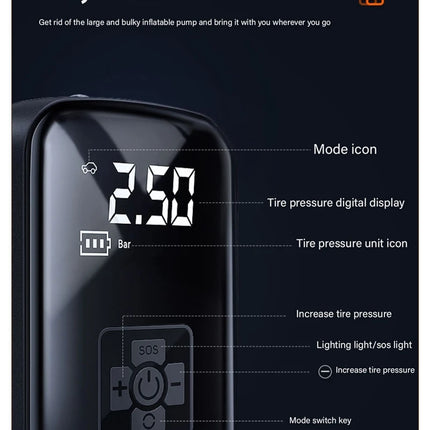 1pc Wireless Car Air Compressor Air Pump Electric Tire Inflator Pump for Motorcycle Bicycle Boat AUTO Tyre Balls Inflatable